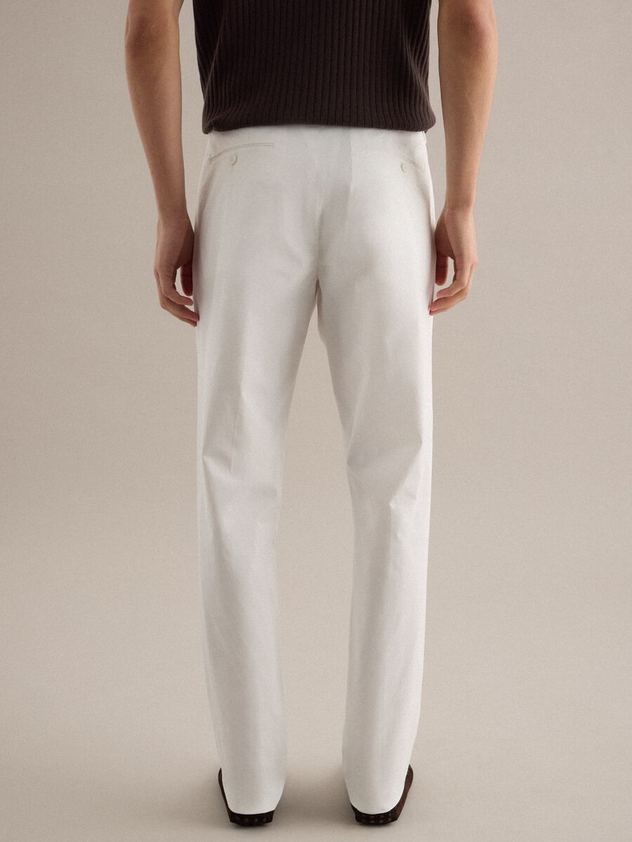 White stretch cotton trousers, regular fit_2