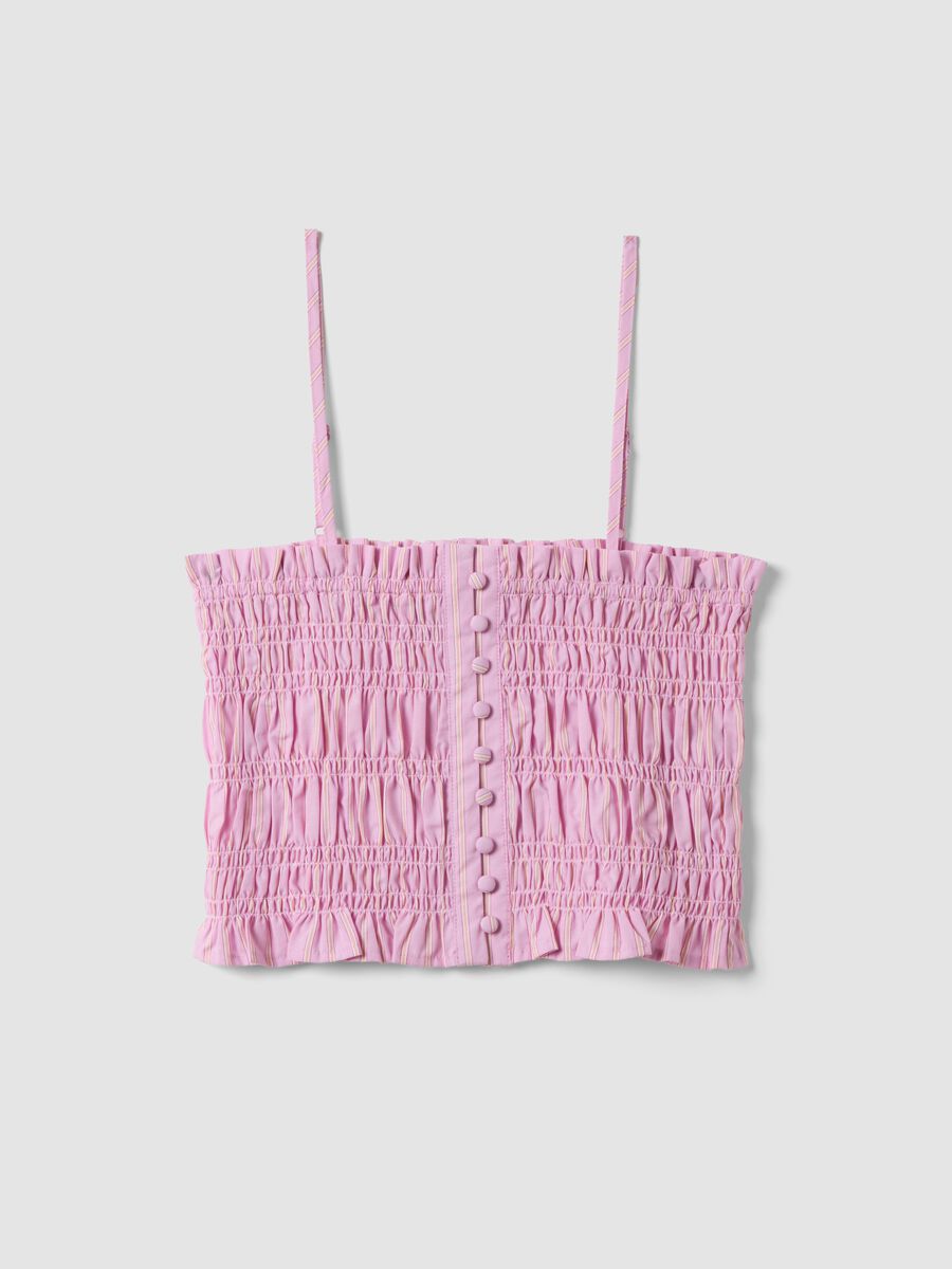 Tank top rosa in puro cotone con spalline sottili_4