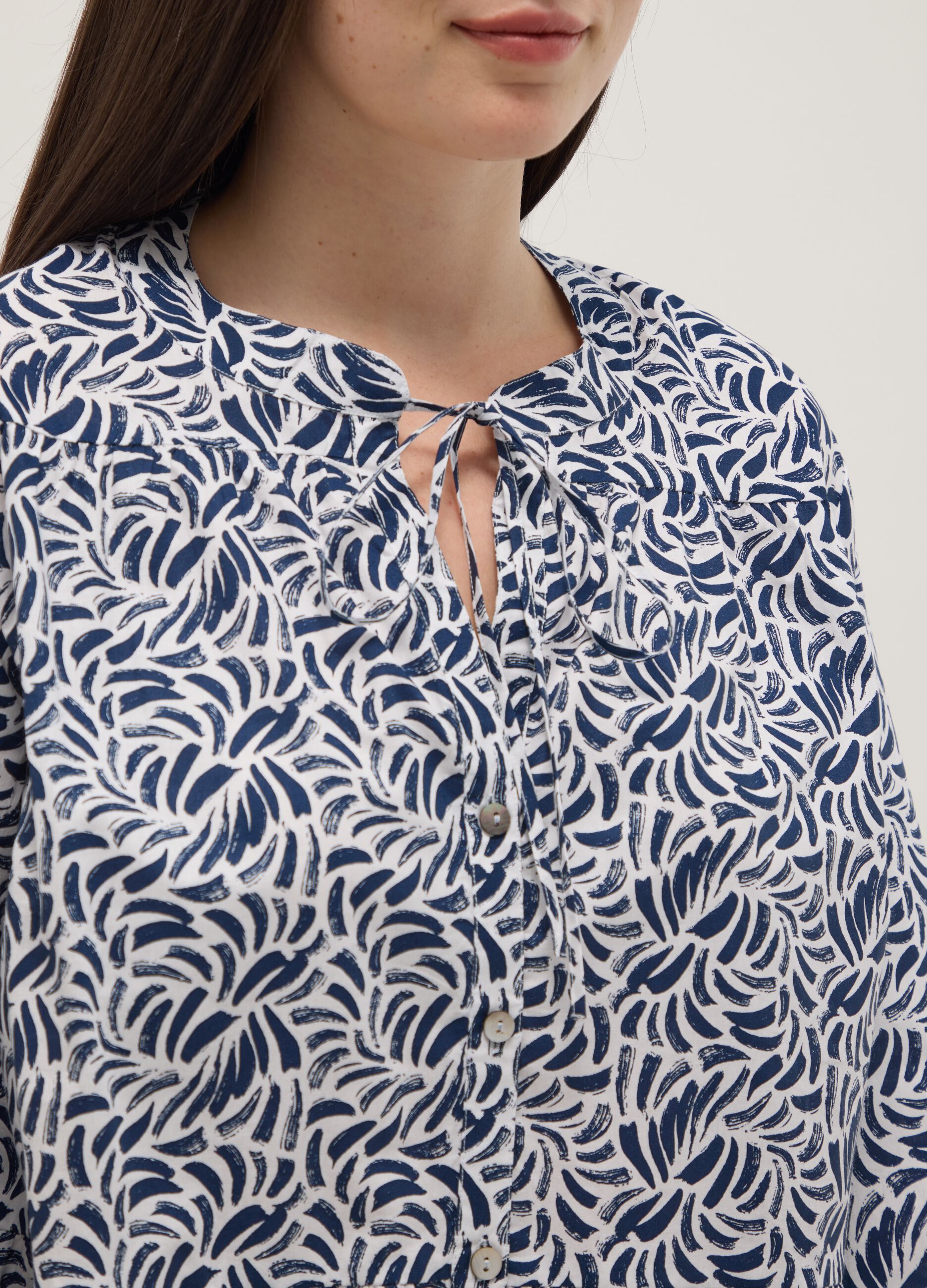 Multicolour pure cotton shirt, regular fit with patterns