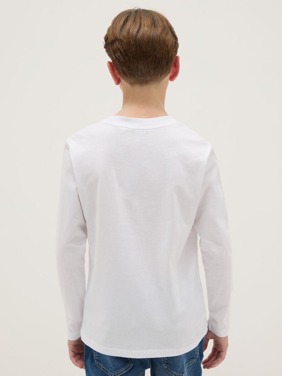 T-shirt in puro cotone bianca da ragazzo regular fit con stampa_1