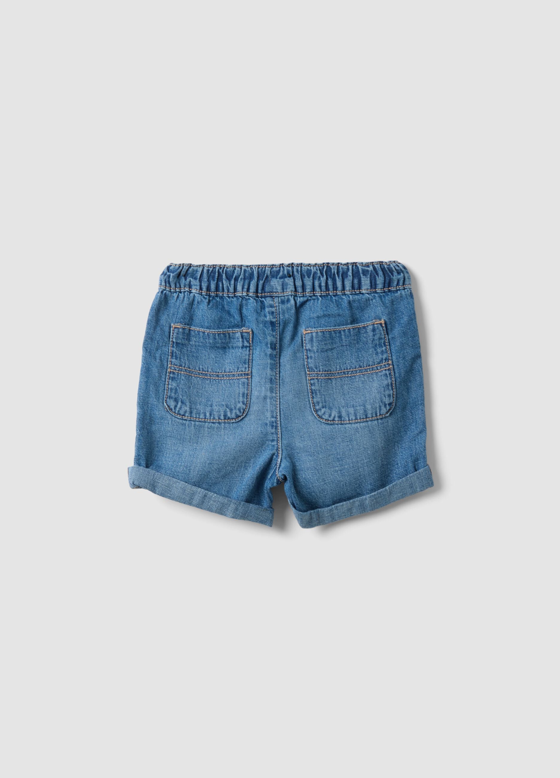 Children's regular fit blue denim cotton blend shorts