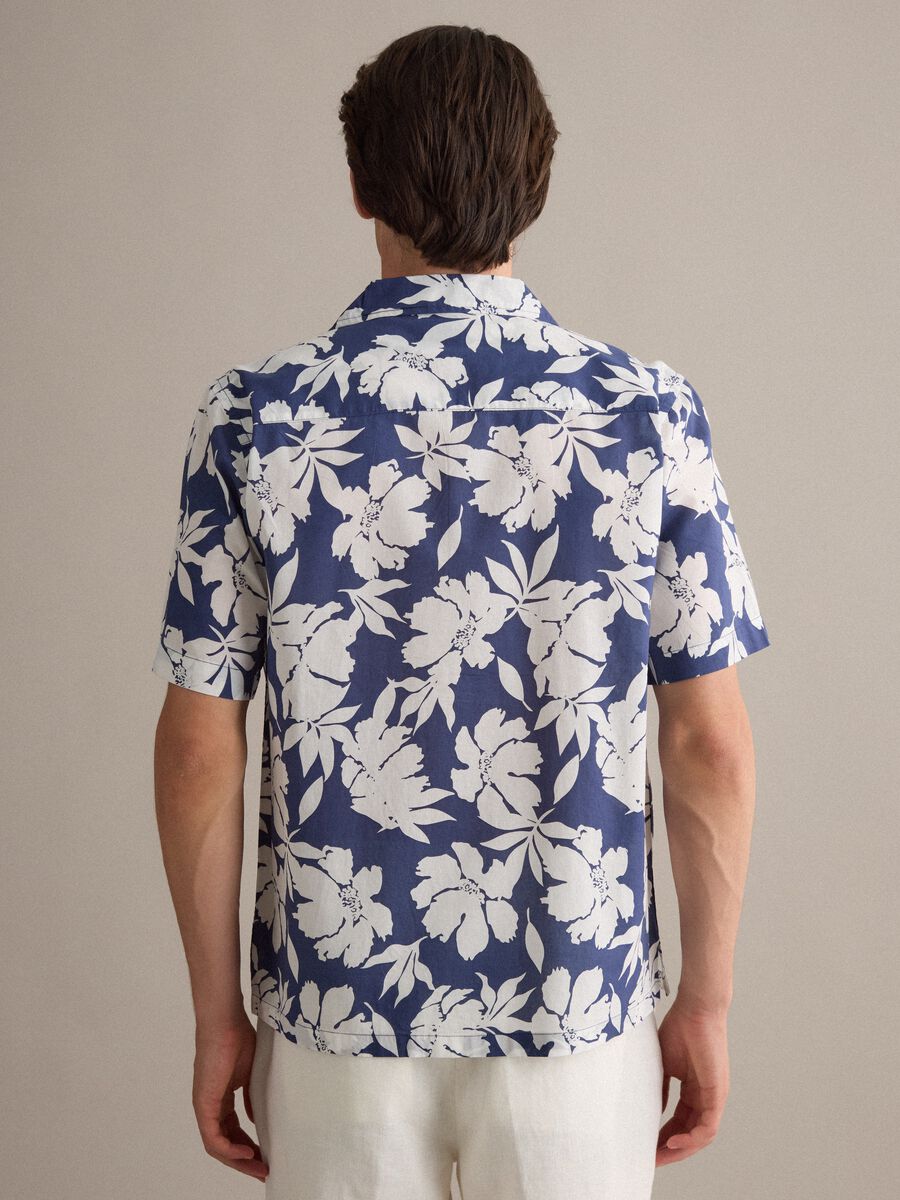 Blue organic cotton floral shirt_3