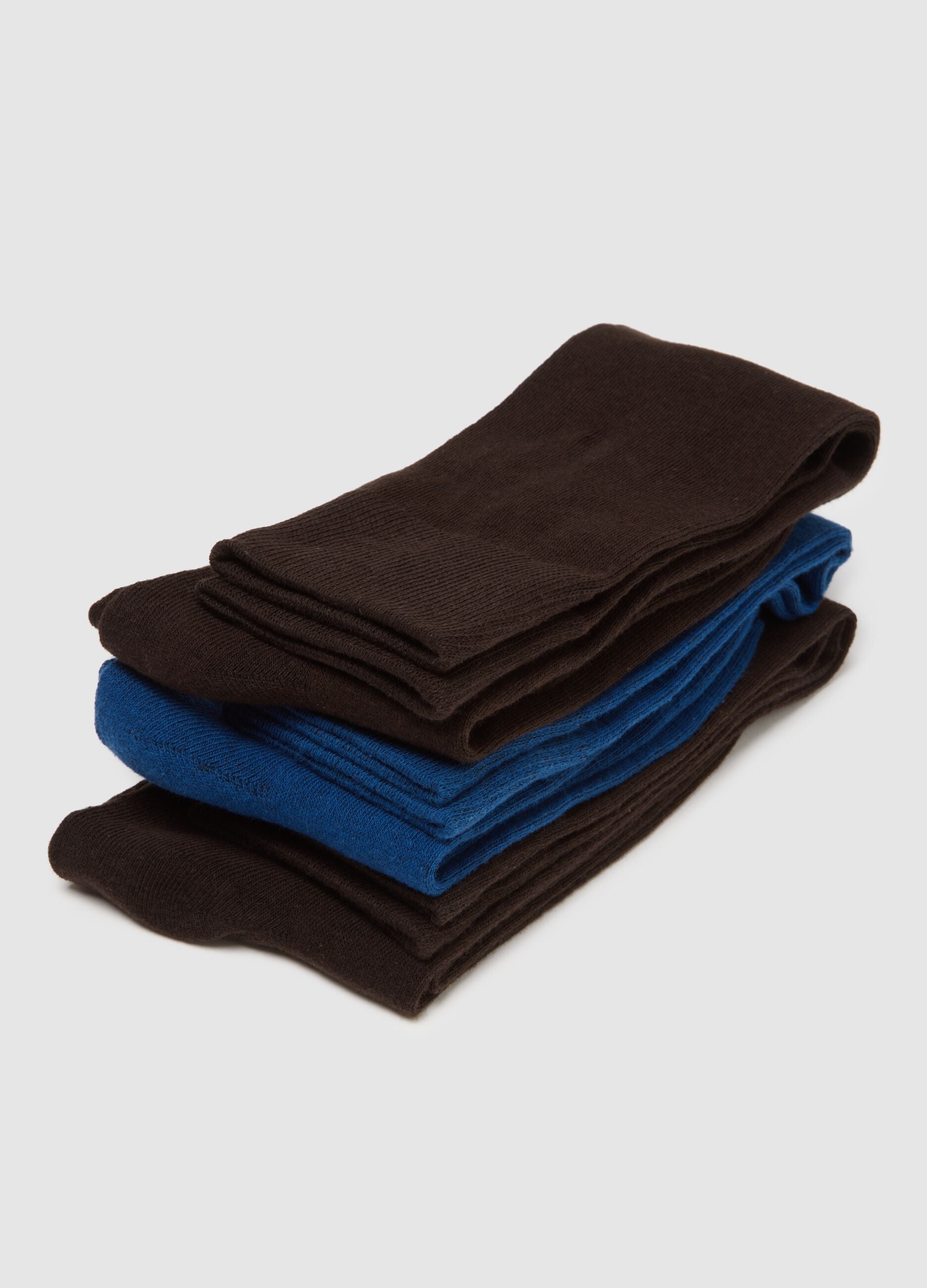 Multipack of long multicoloured cotton blend socks with stripes
