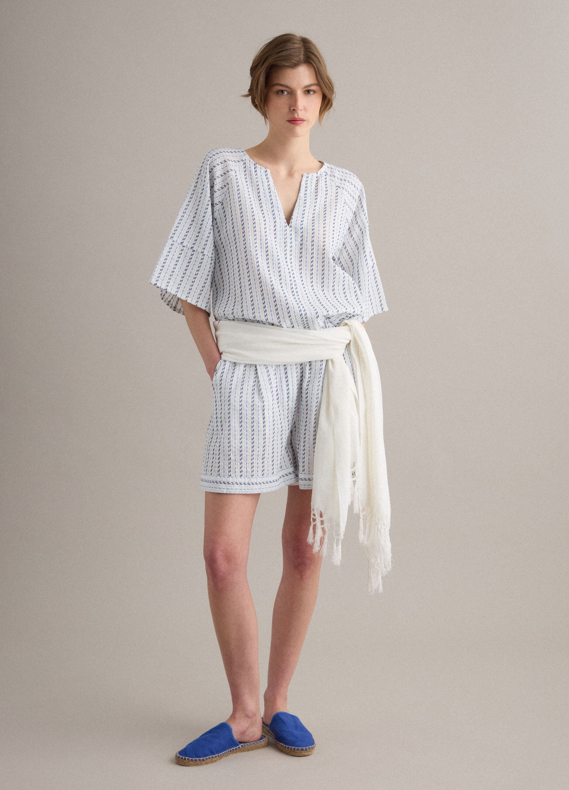 Blue espadrille-style sandals