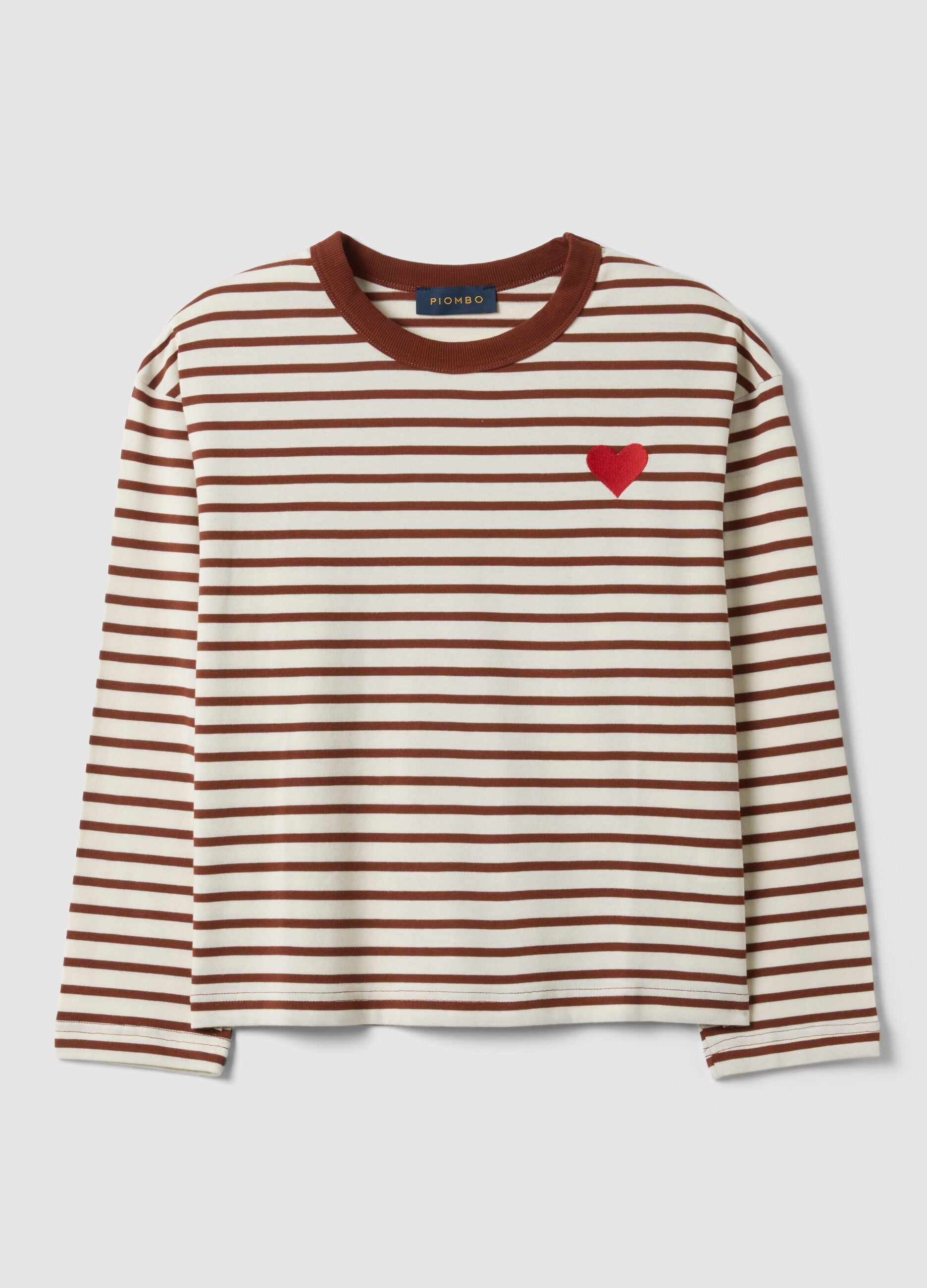 Multicolour Striped Pure Cotton Relaxed Fit Jumper with Heart