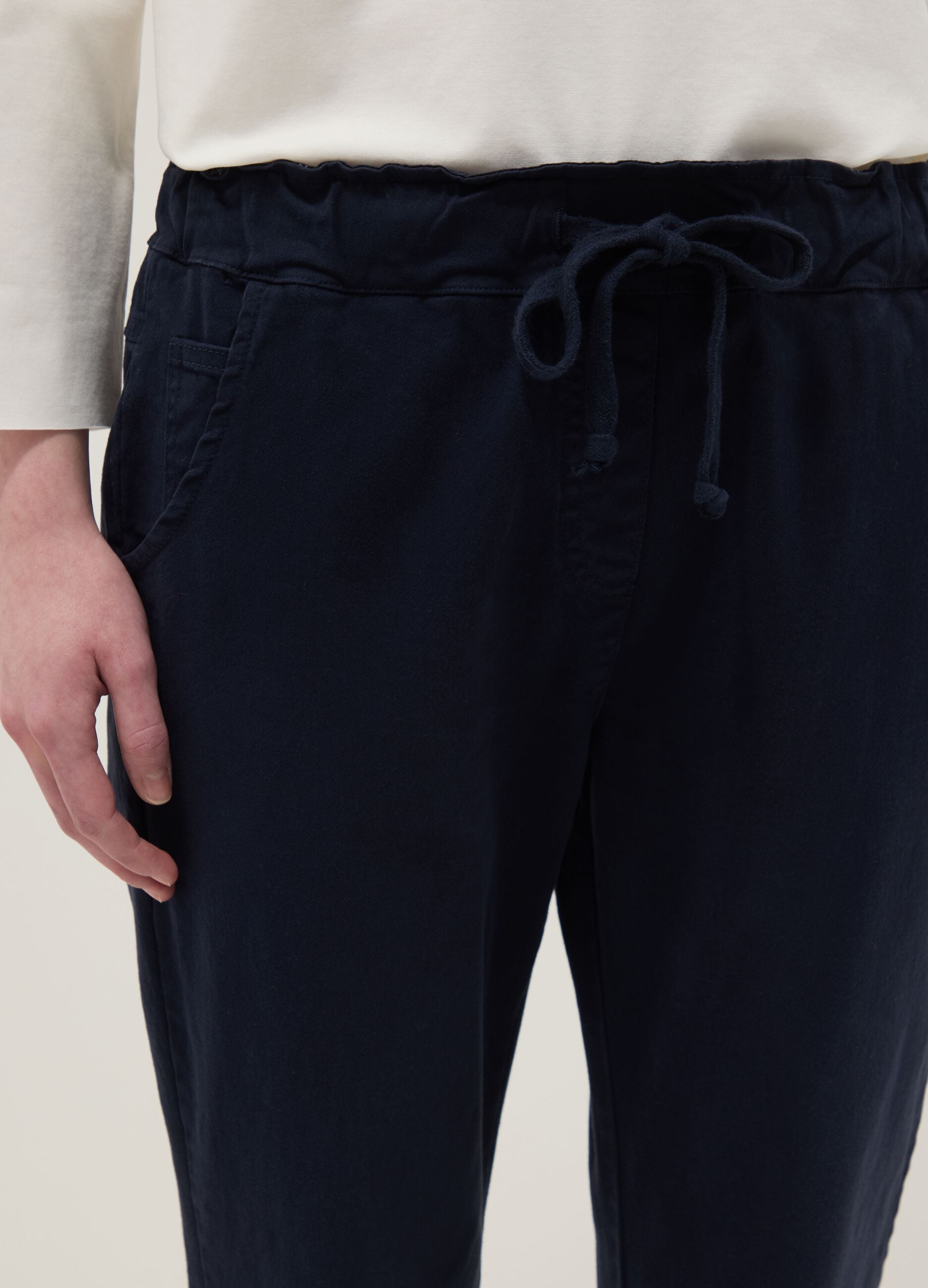 Blue stretch cotton trousers regular fit