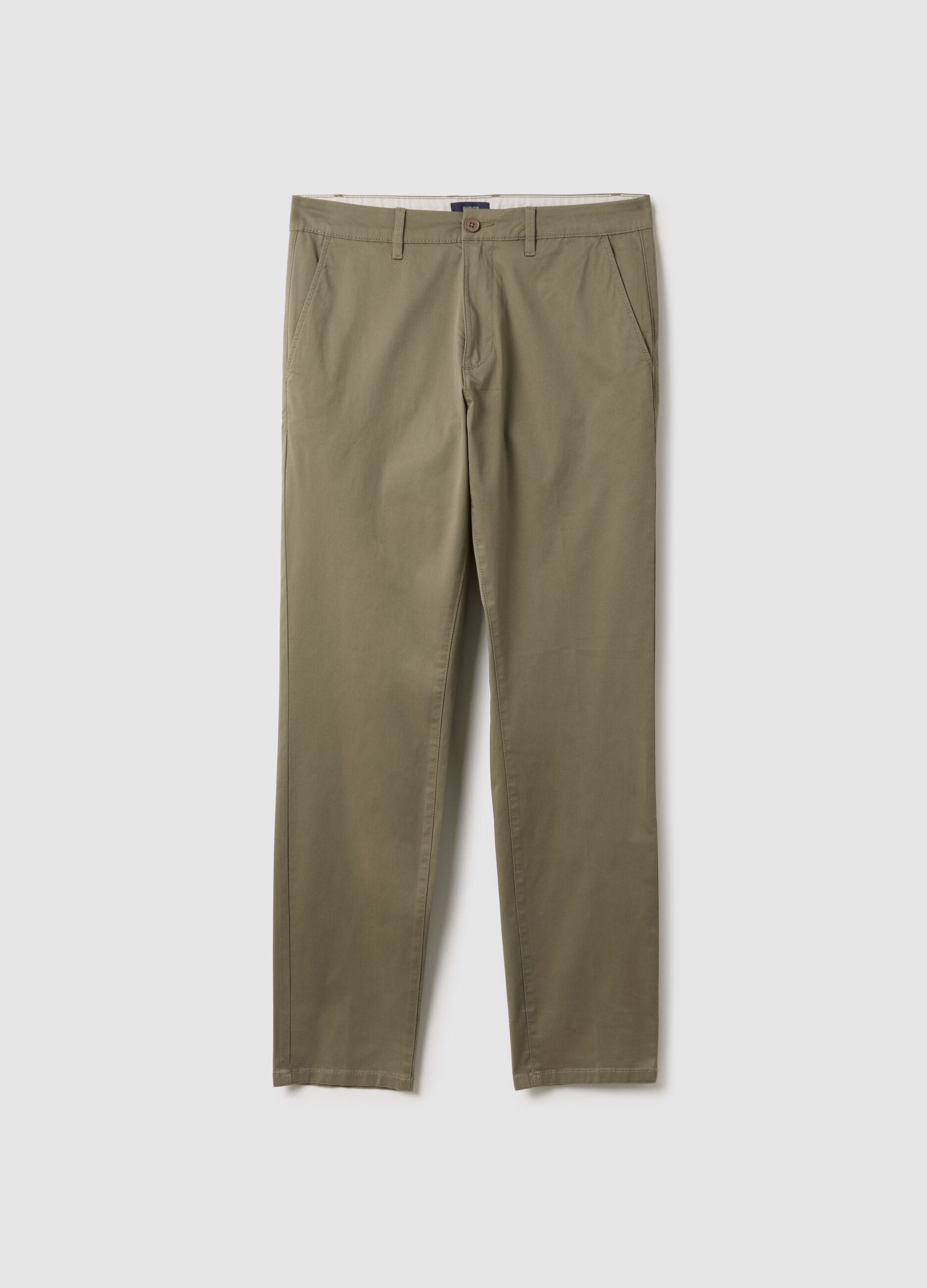 Beige chino trousers in stretch cotton slim fit