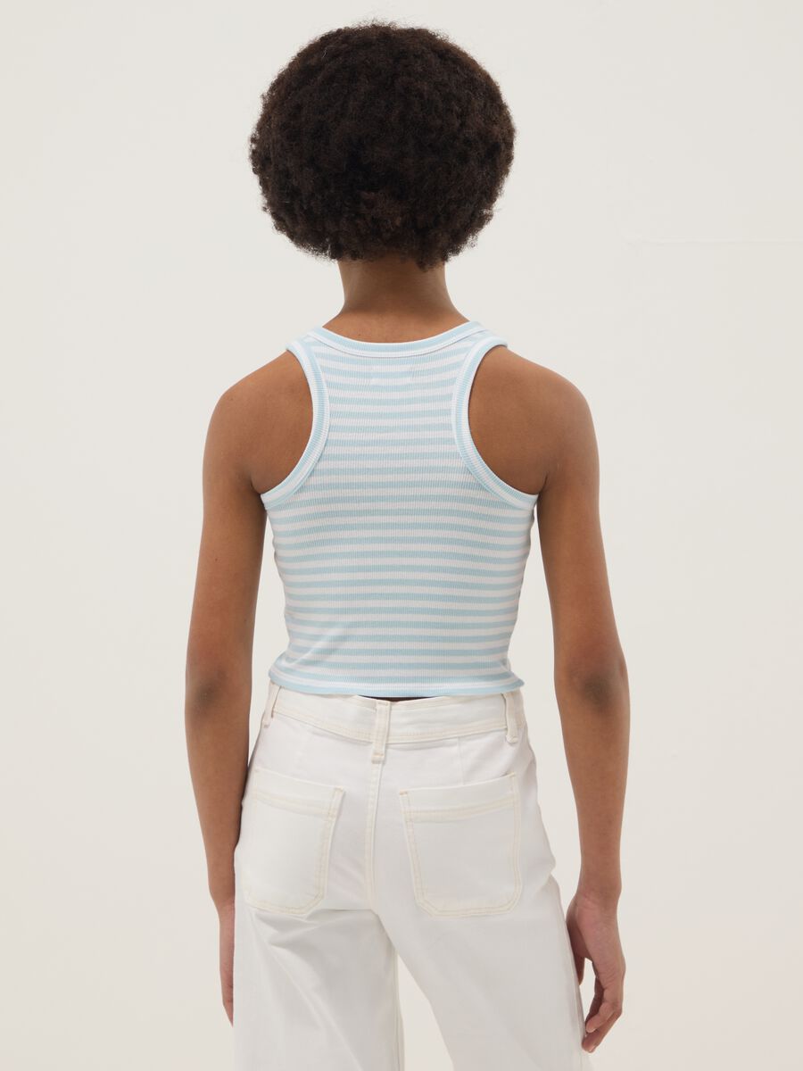 Girls&rsquo; multicolour striped fitted stretch-cotton vest top_1