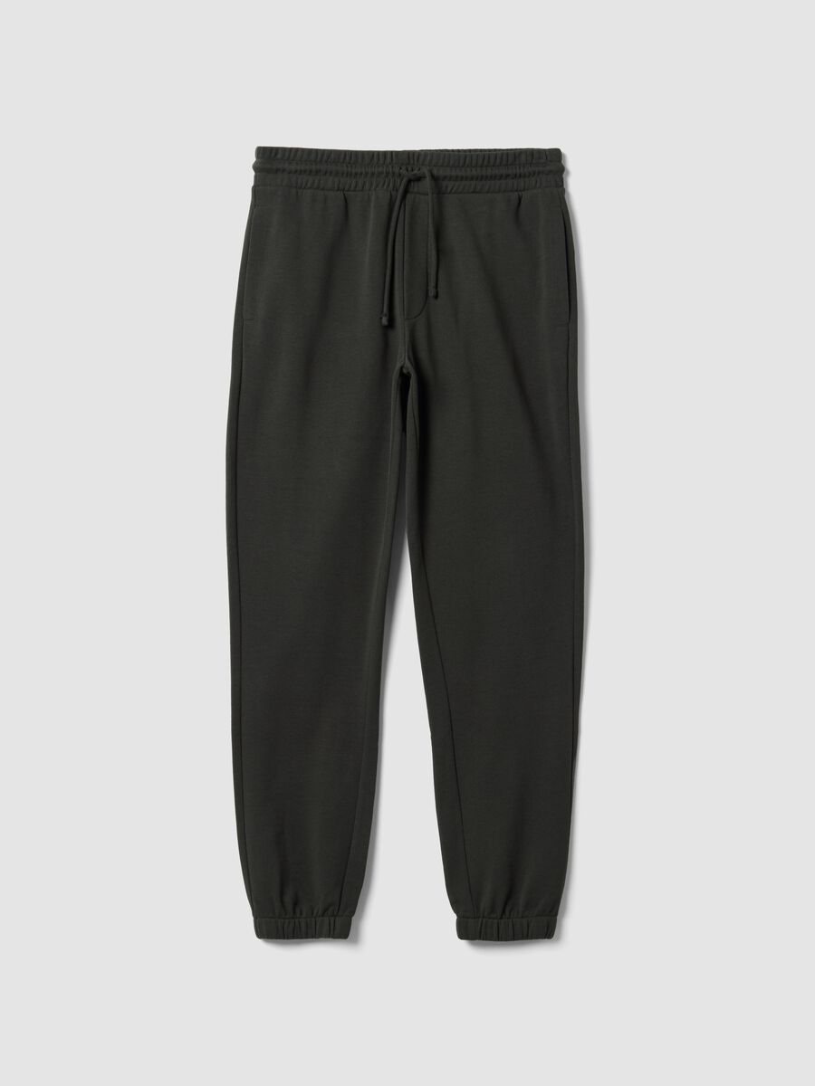 Pantaloni jogger grigio scuro in misto cotone regular fit_0
