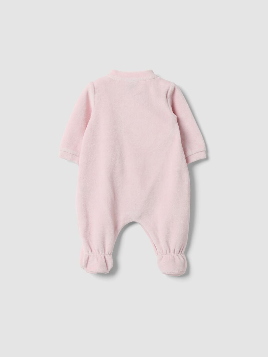 Pink Minnie-themed organic cotton-blend babygrow with feet for baby girl_1