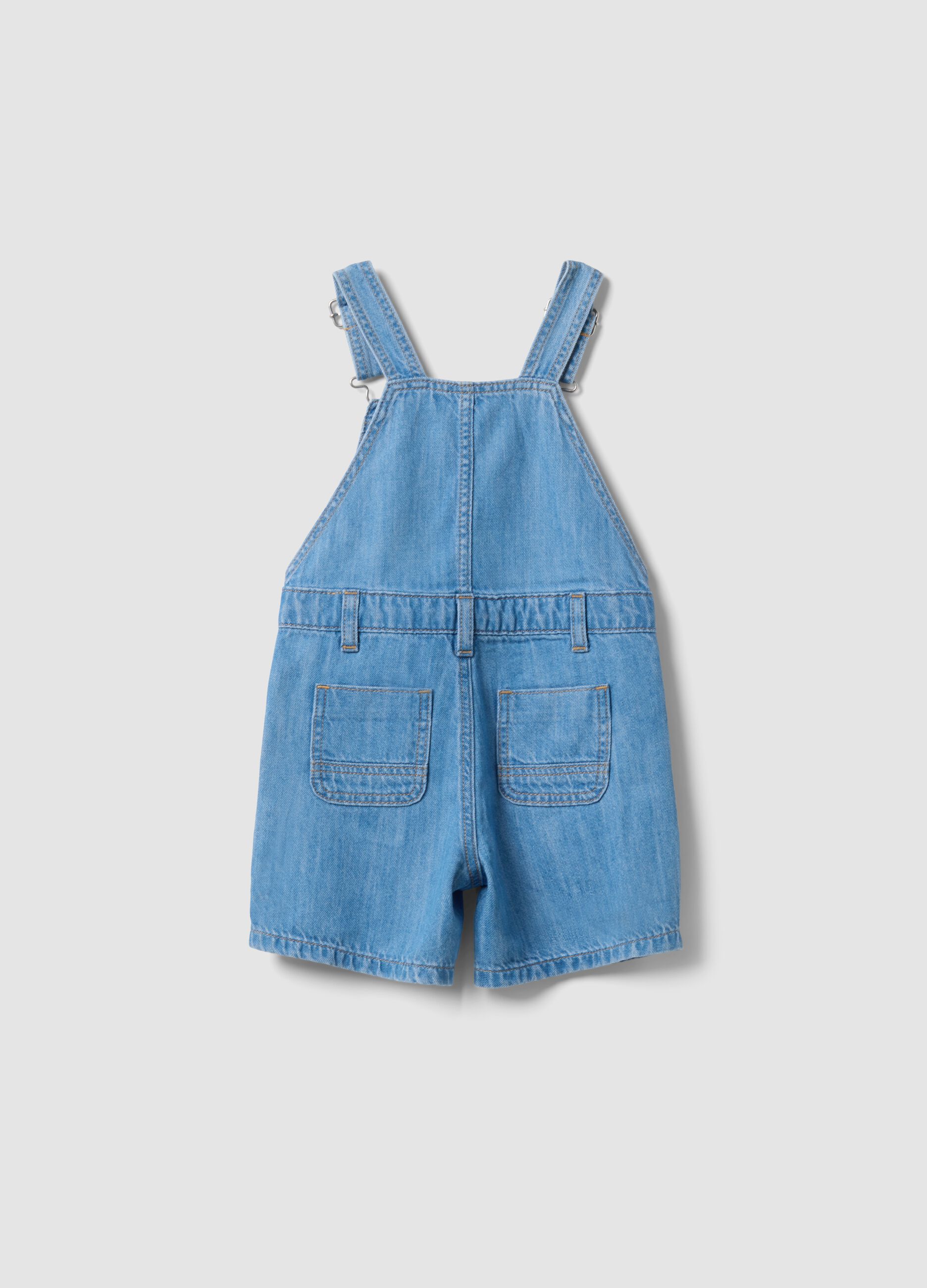 Regular fit baby blue denim cotton dungarees