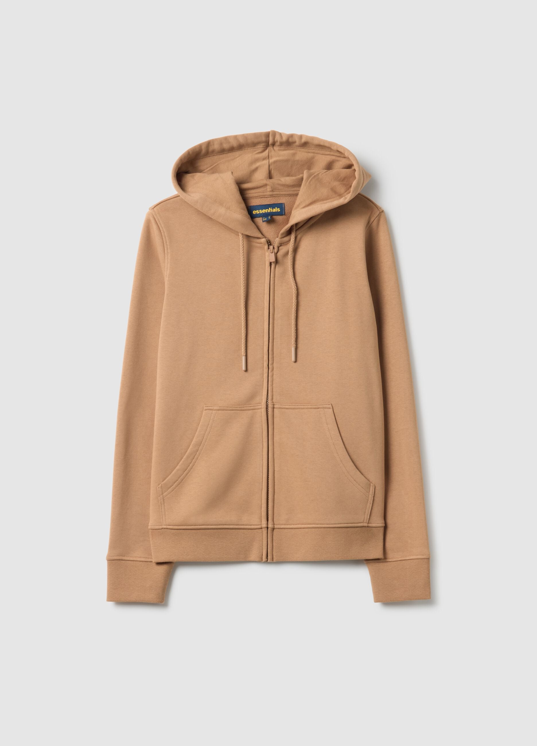 Brown cotton blend hoodie regular fit with zip
