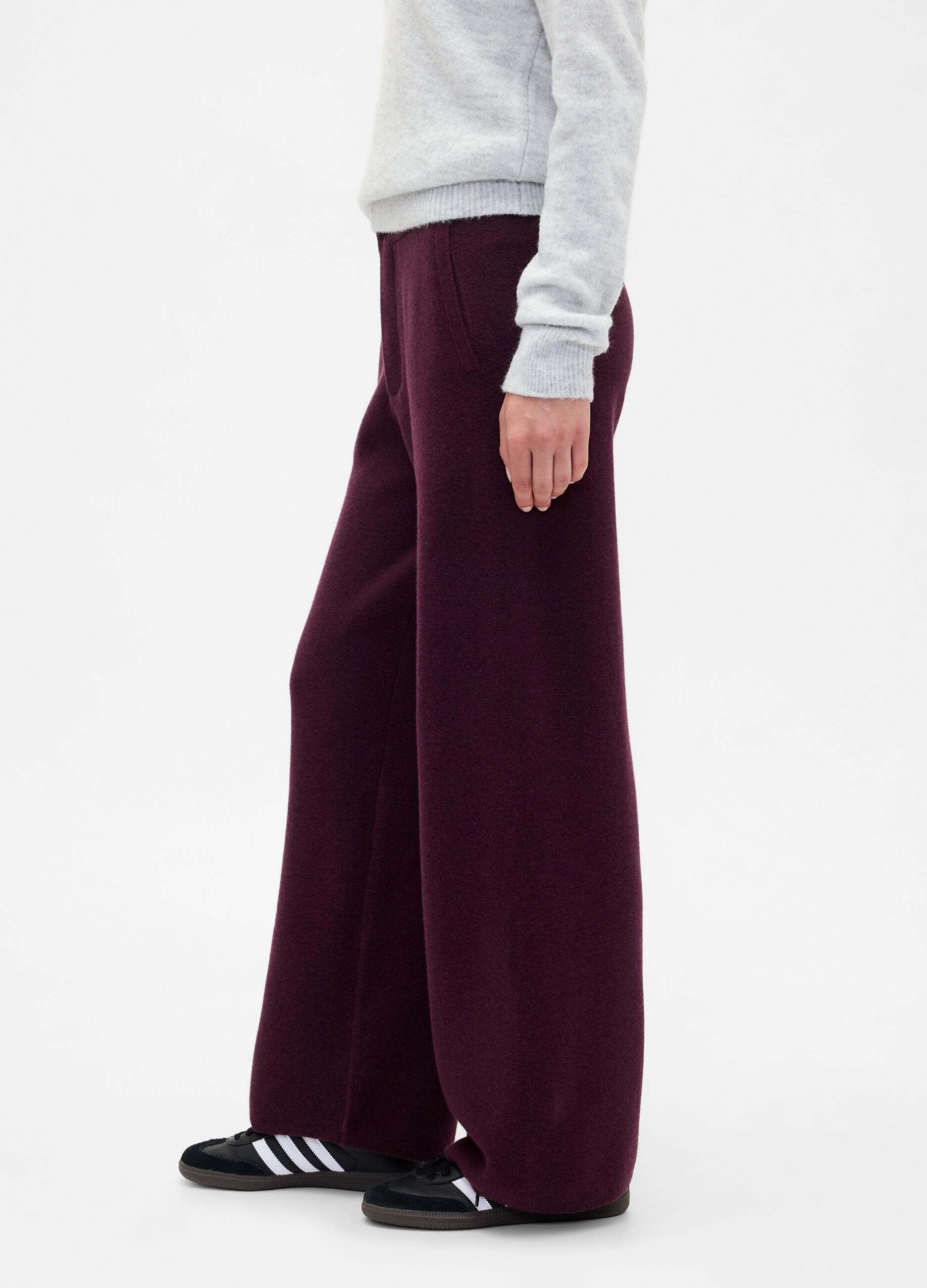 Women's Purple Cotton Blend Trousers