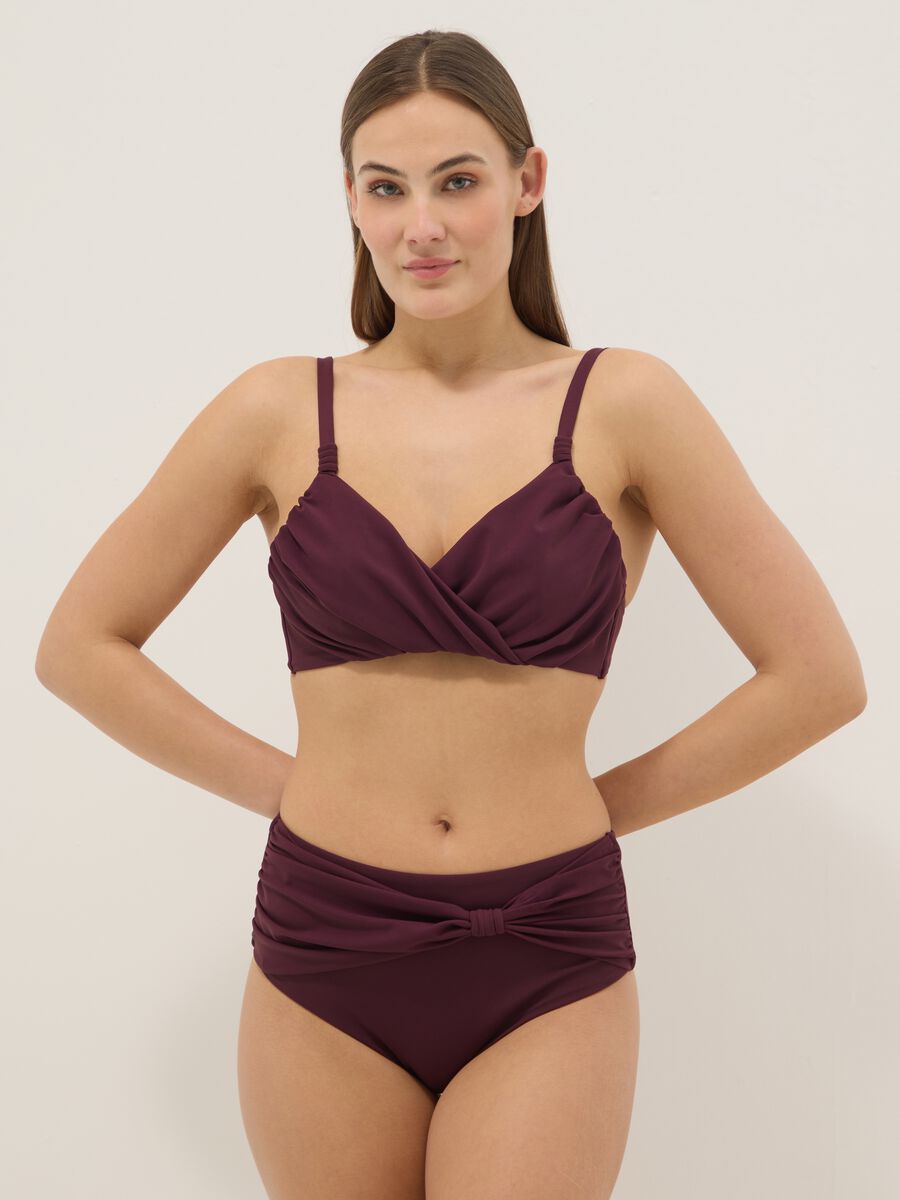 Purple shaping bikini top in stretchy fabric_1