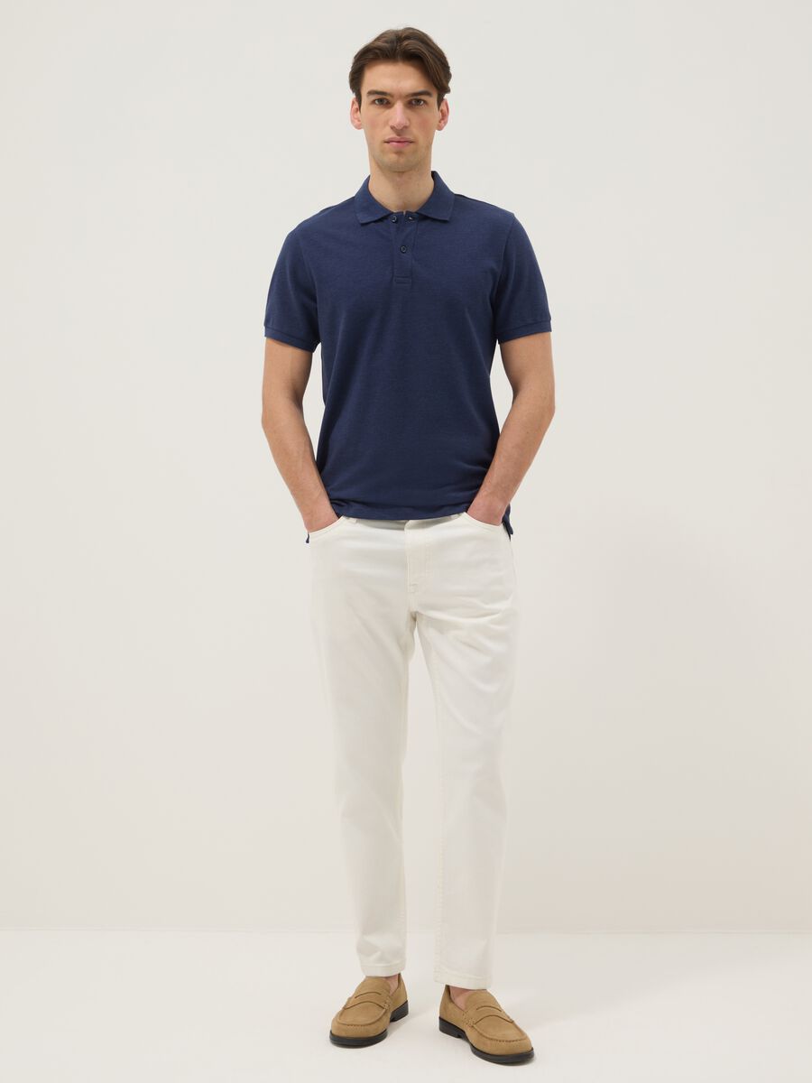 Relaxed fit white stretch cotton denim jeans_0