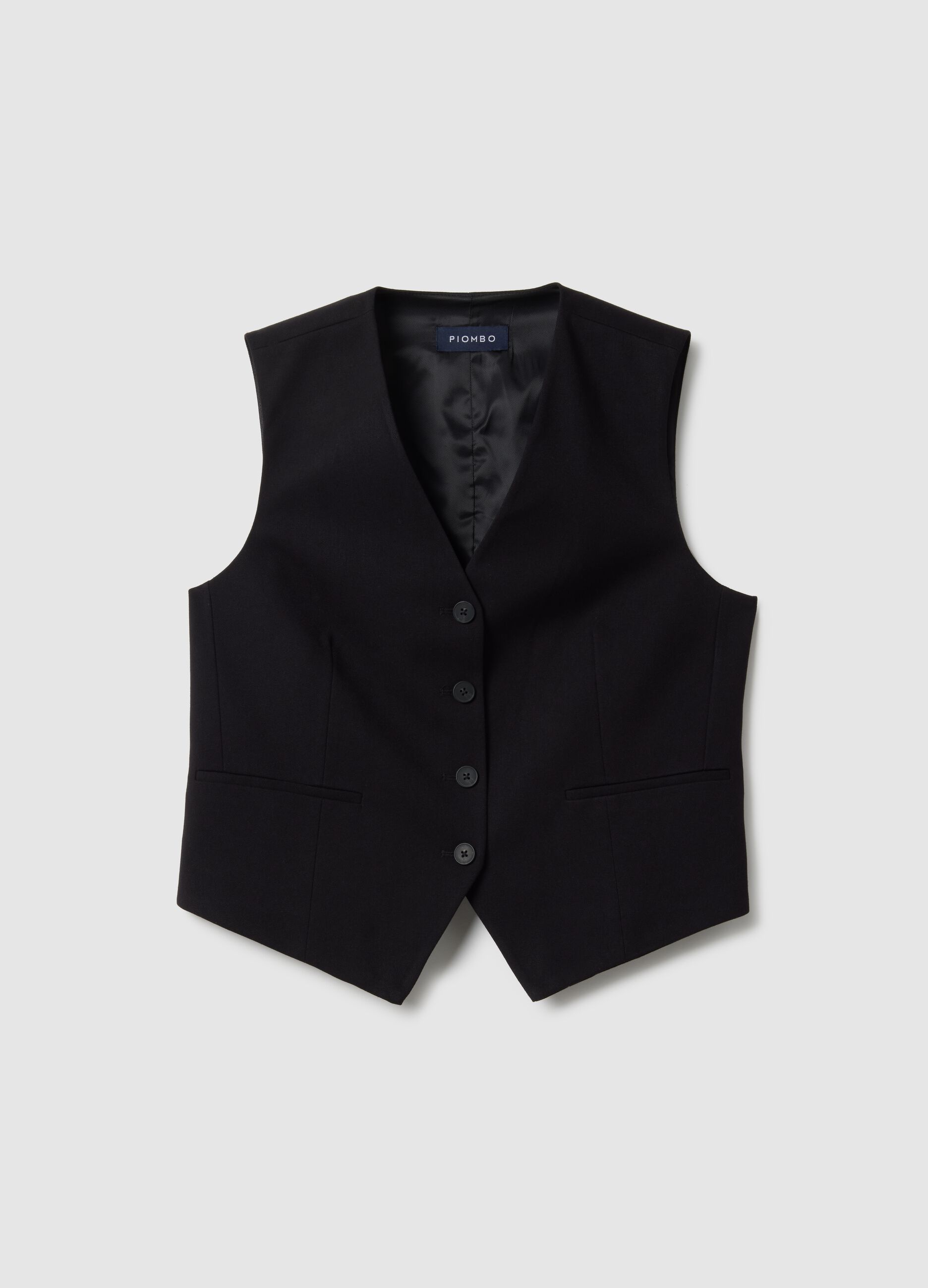 Elegant Black Viscose Blend Waistcoat Regular Fit