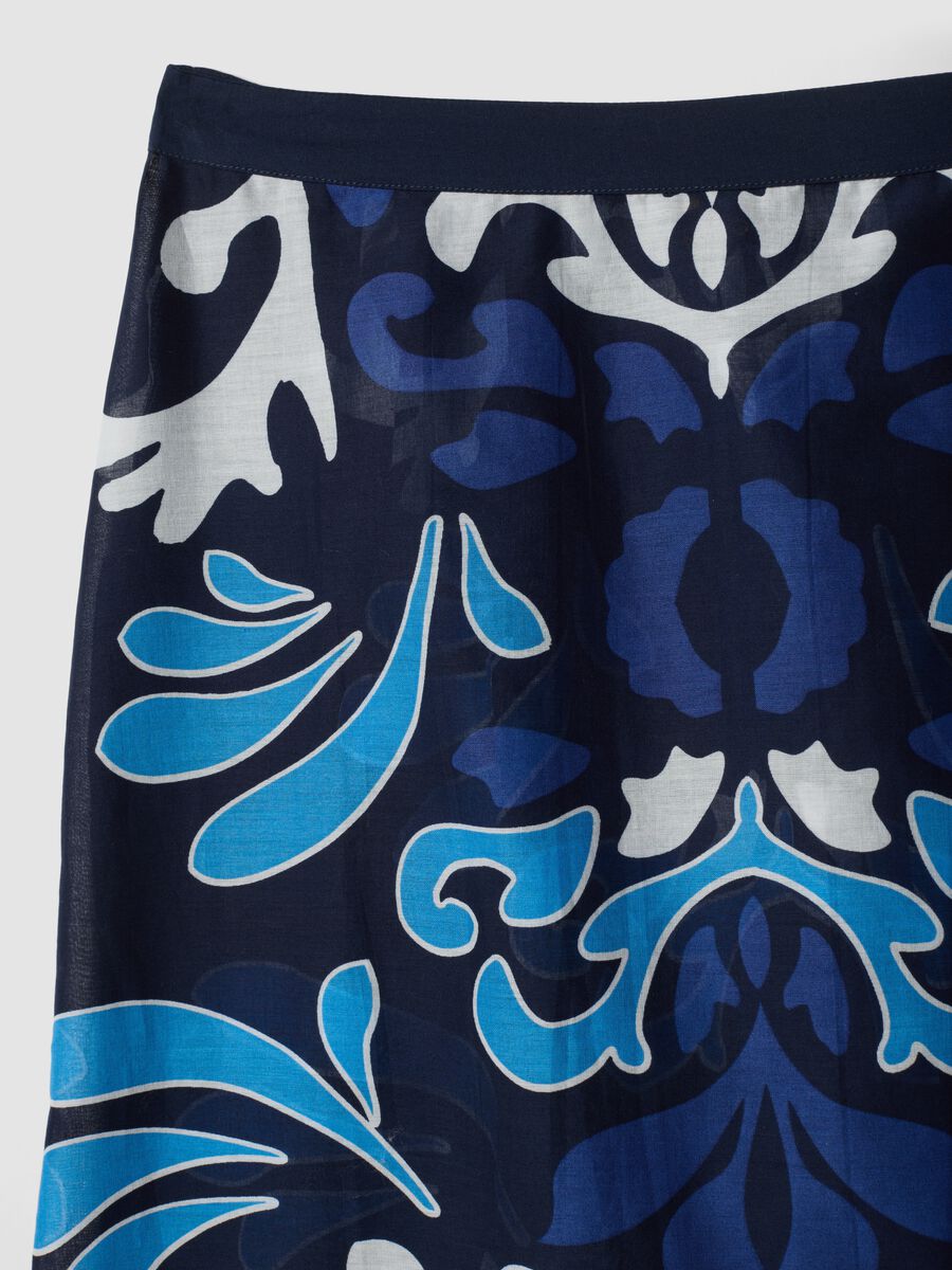 Blue pure cotton sarong with decorative print_5