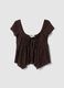Brown lace regular fit t-shirt with bow_4