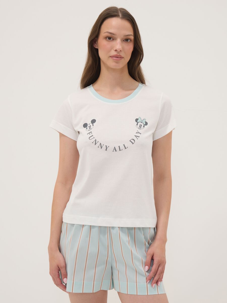 White organic cotton Mickey Mouse print pyjama T-shirt_2