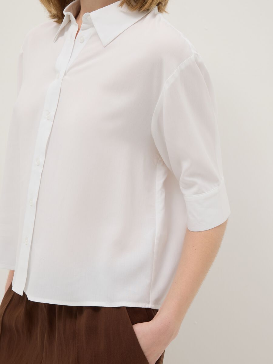 Regular fit white pure viscose shirt_3