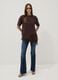 Brown pure cotton T-shirt with lace insert, relaxed fit_1