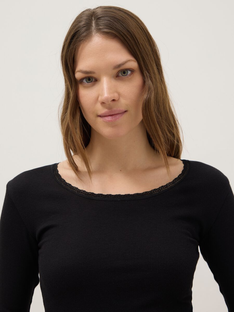 Black crew neck long sleeve mixed cotton regular fit jumper_1