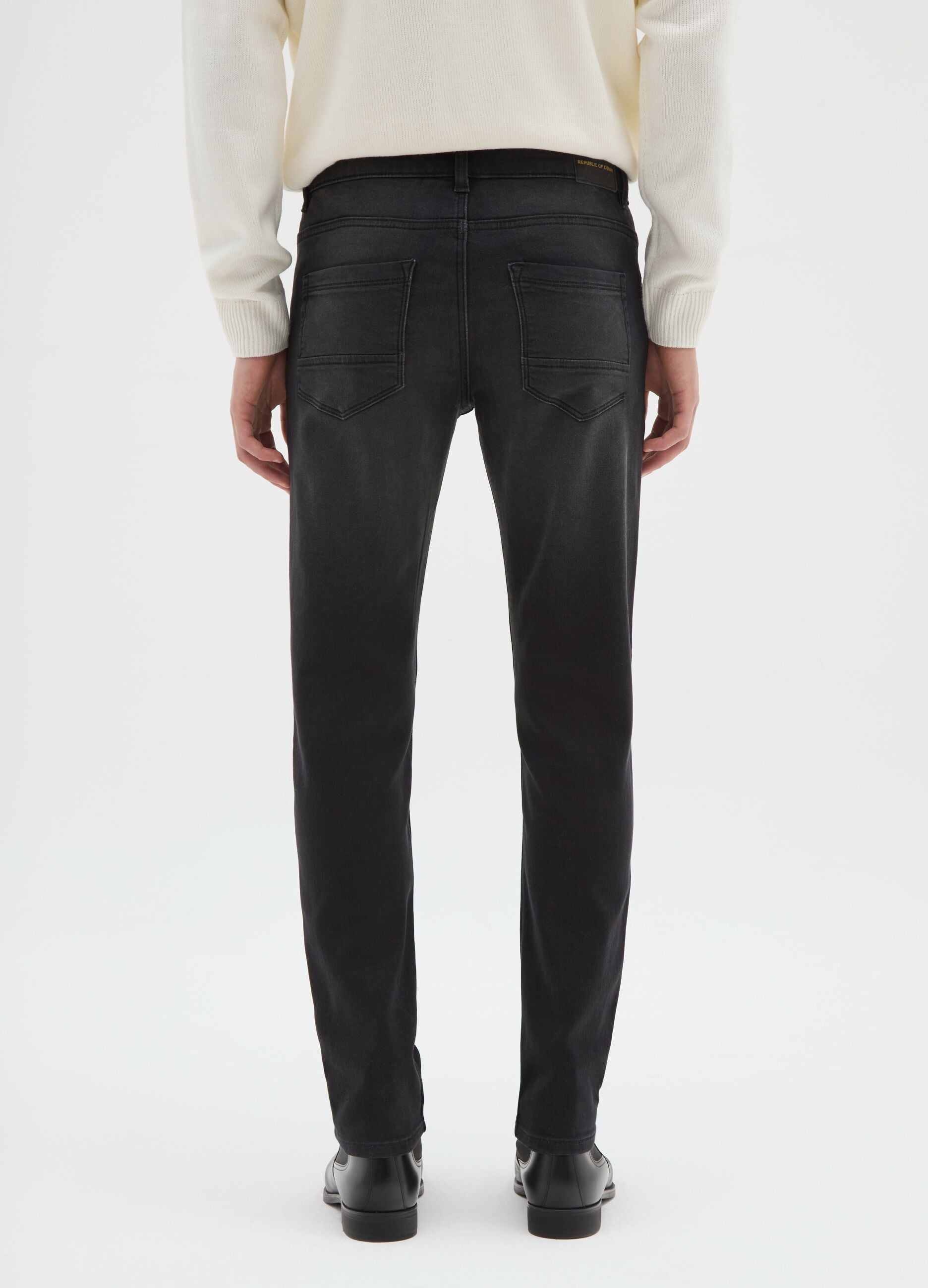 Black denim jeans in cotton blend skinny fit