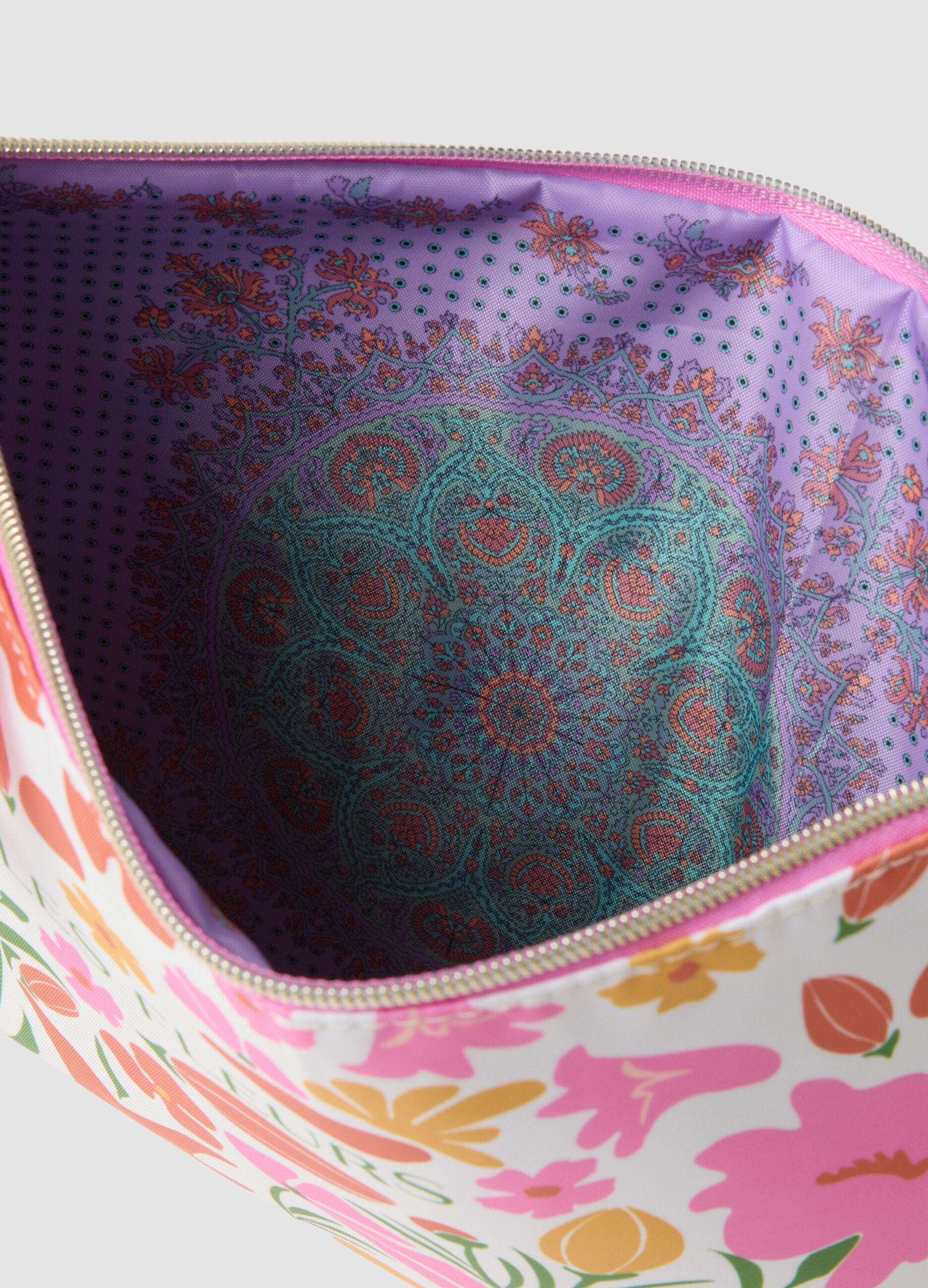 Colourful pure cotton handbag with floral pattern