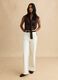 White stretch cotton regular fit trousers_0