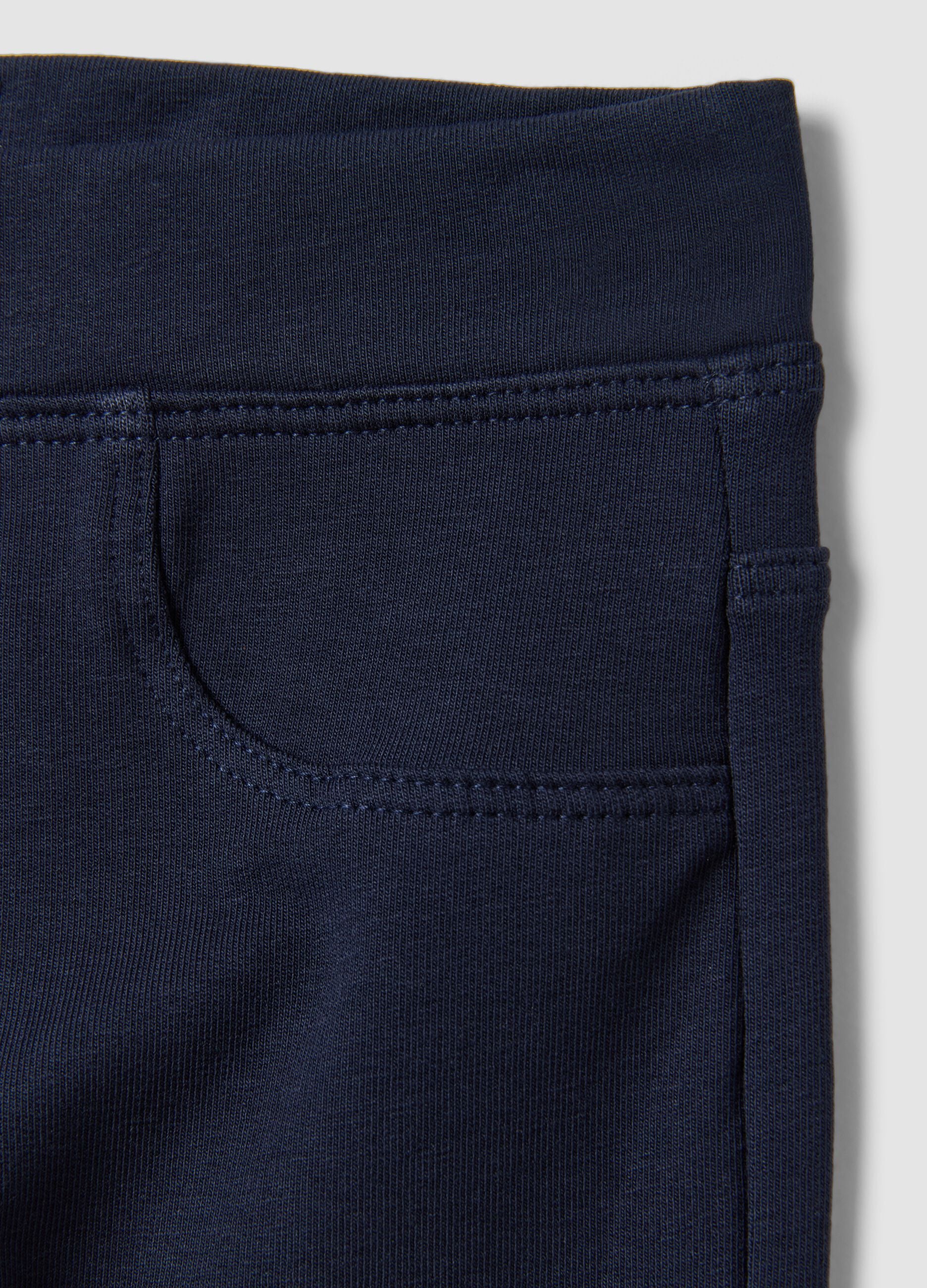 Girls' blue slim-fit stretch organic cotton treggings