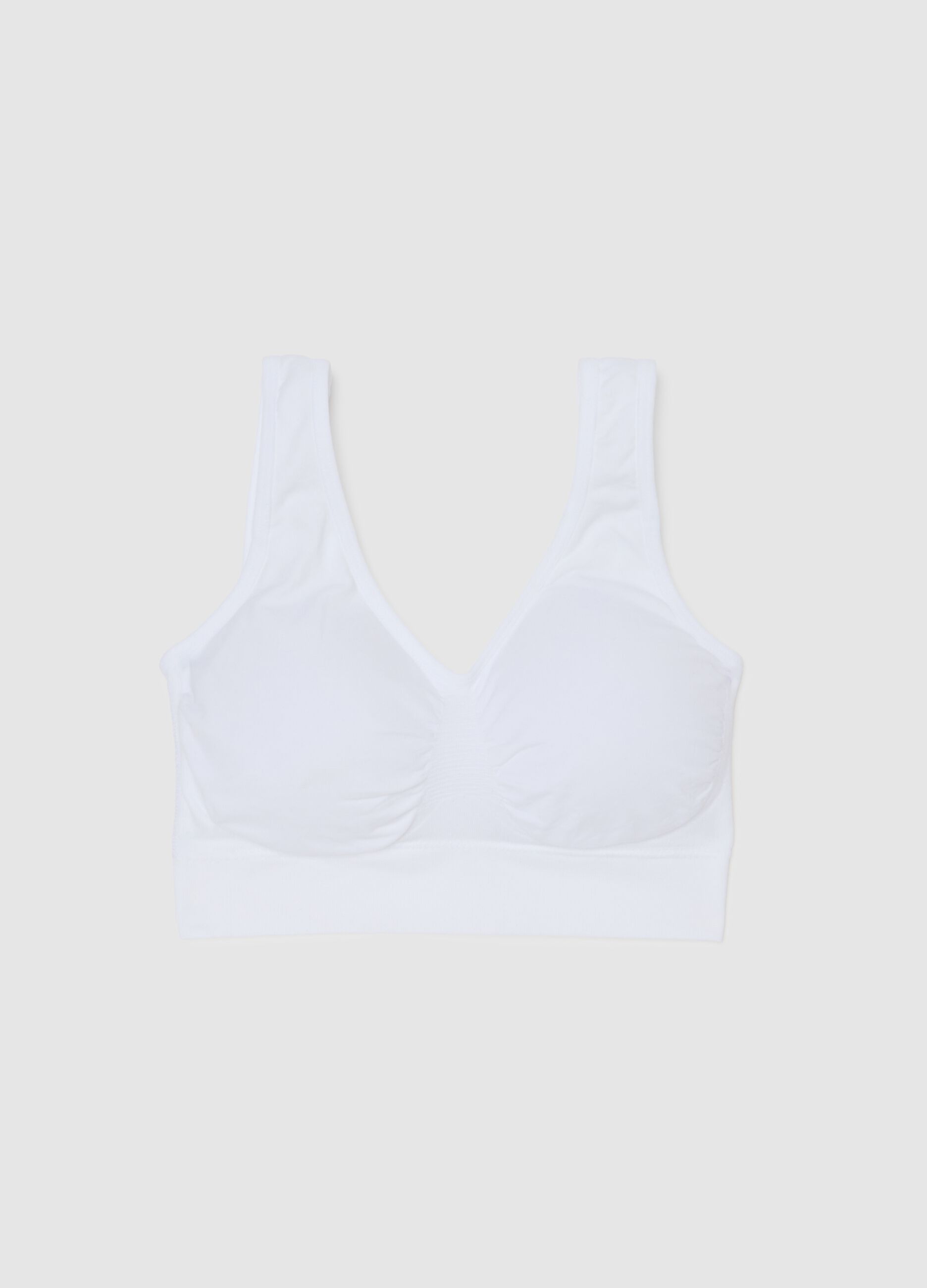 White Stretch Fabric Sports Bra