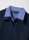 Blue cotton blend jumper with regular fit and contrasting collar_5