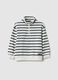 Kids' White Striped Sweatshirt with Half-Zip_0