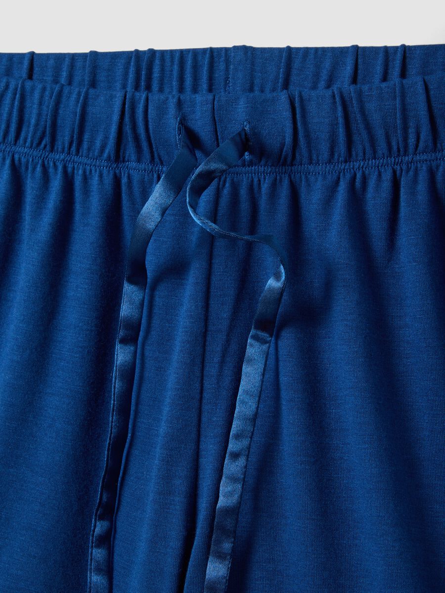 Regular fit blue stretch viscose blend pyjama shorts_5