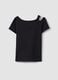 Black stretch cotton slim-fit girls' t-shirt_4