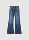 Blue Stretch Denim Cotton Flare Trousers_4