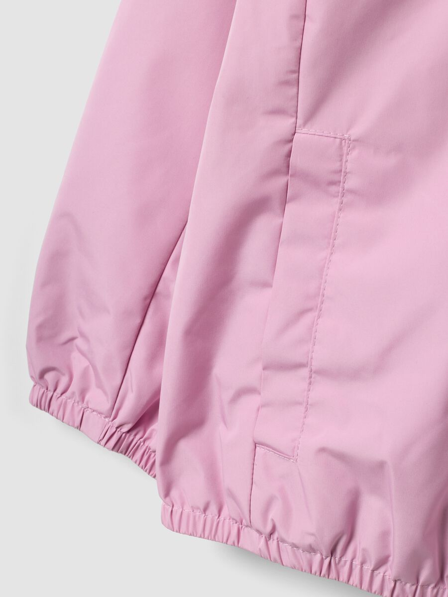 Pink hooded rain jacket with zip for girls, regular fit_2