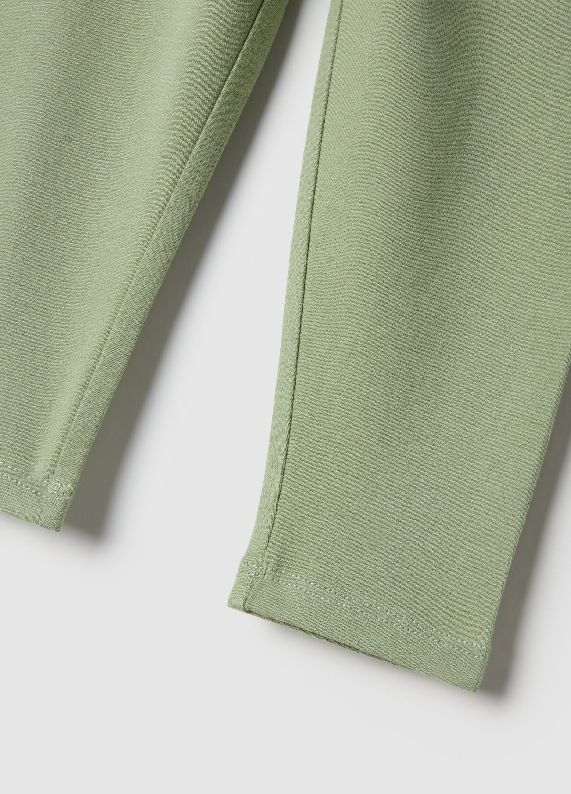 Girls' green stretch cotton slim fit leggings