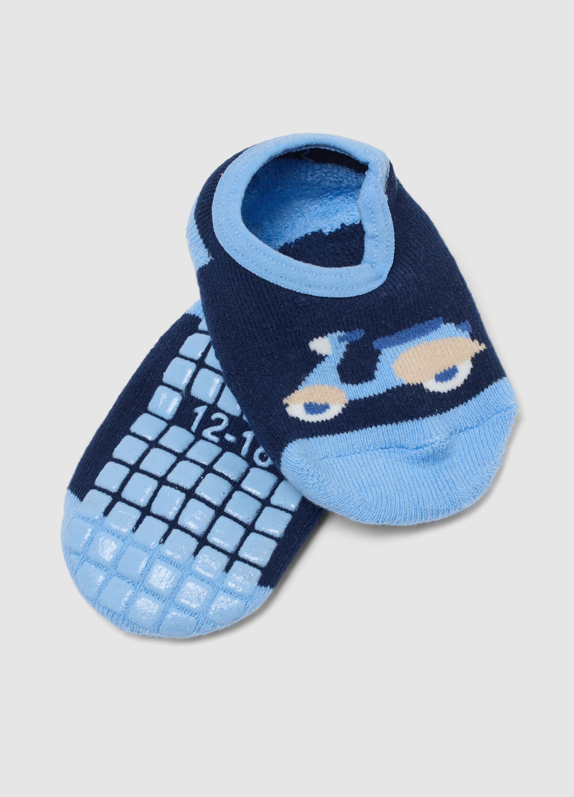 Multicolour cotton blend baby non-slip socks with scooter