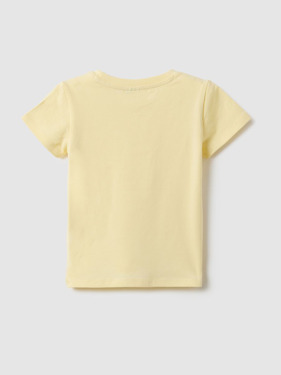 Yellow stretchy cotton girl's t-shirt regular fit with heart_1