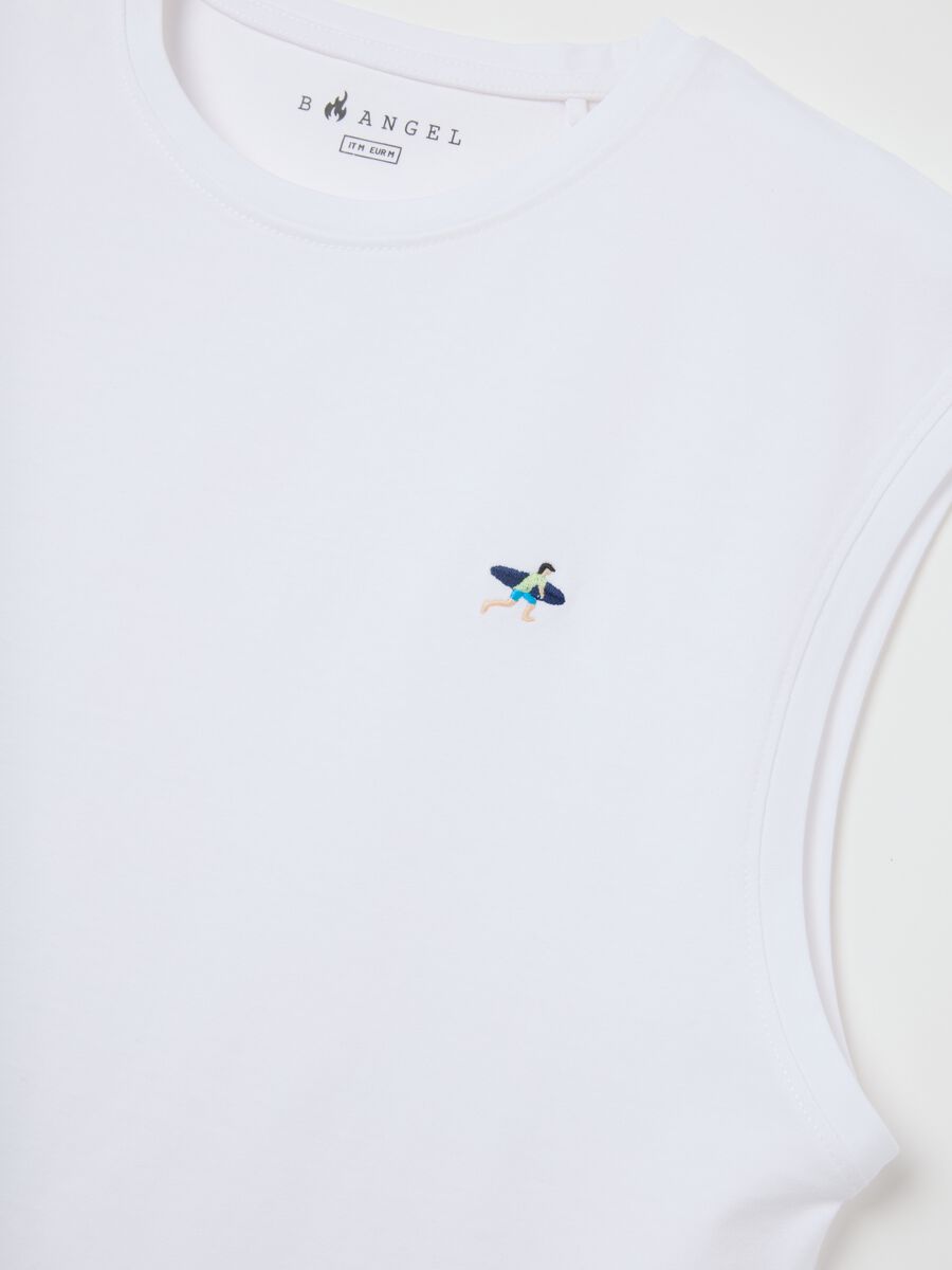 Men&rsquo;s white regular-fit vest top in 100% cotton with embroidery_5