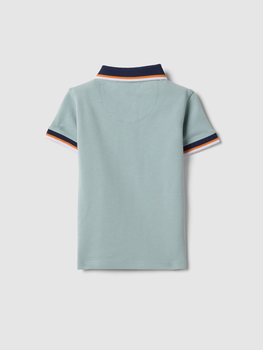 Regular fit boys' light blue stretch cotton polo with embroidery_1