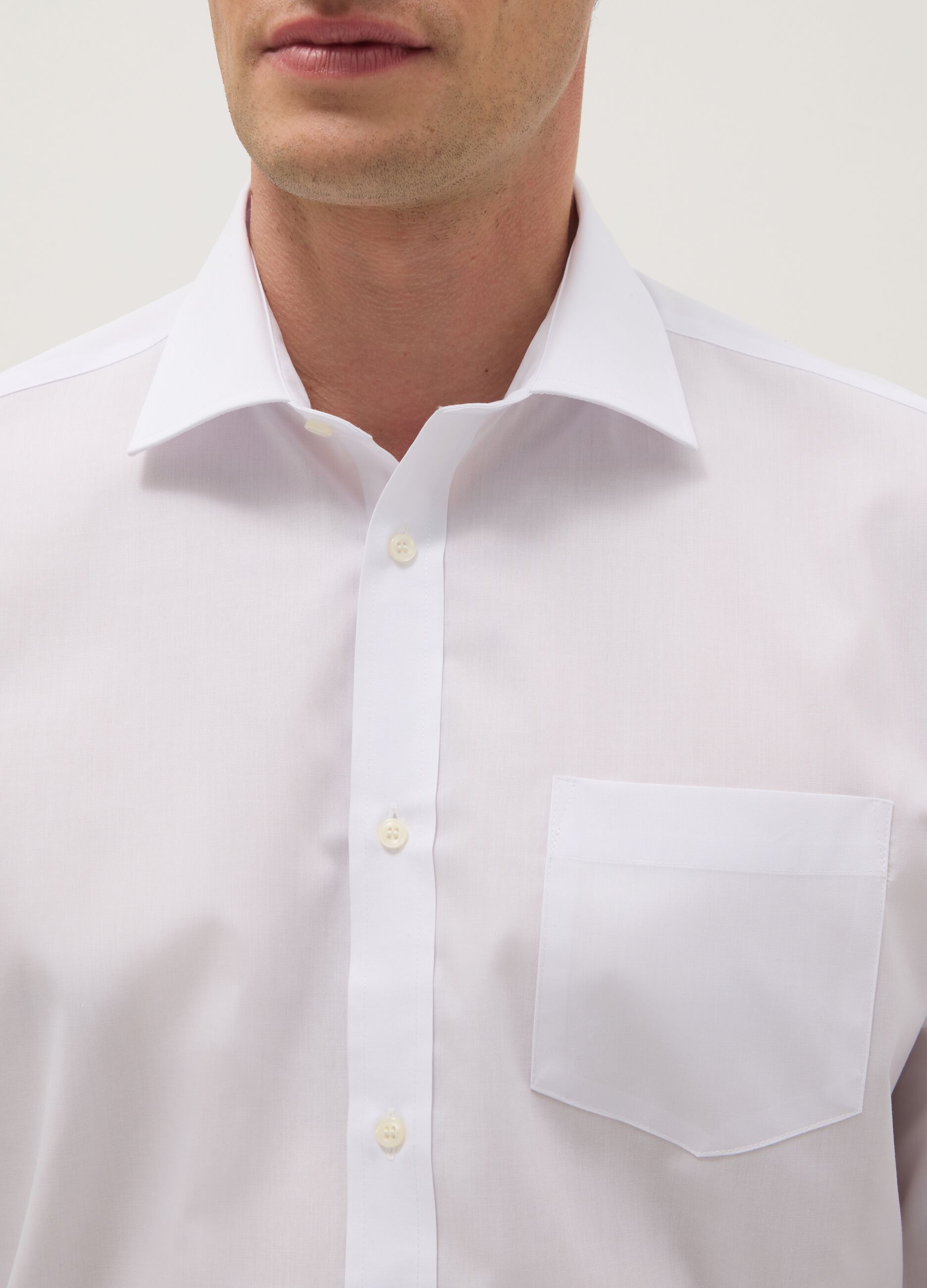 White cotton blend shirt regular fit easy iron