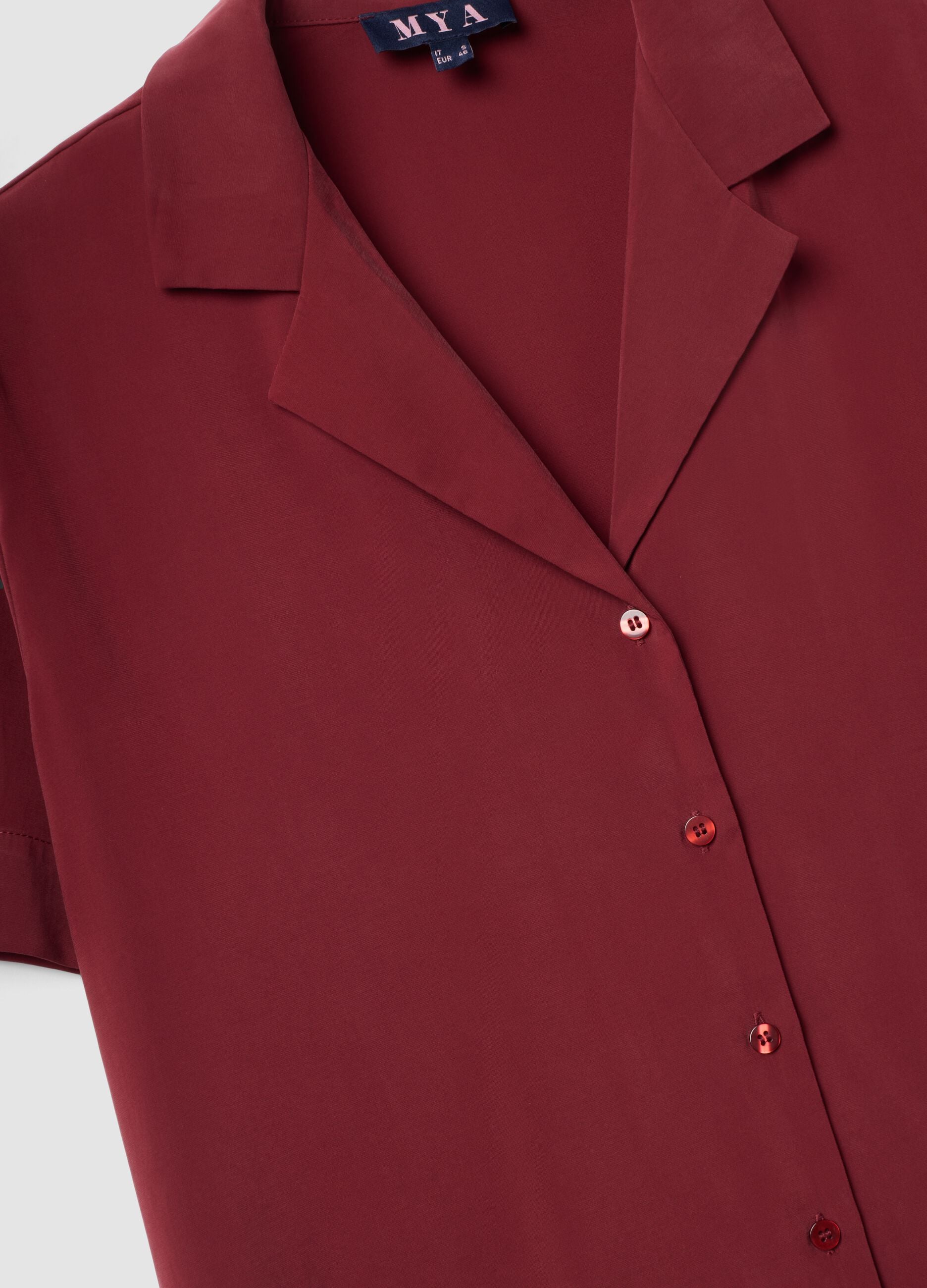 Red oversized short-sleeve shirt in viscose blend