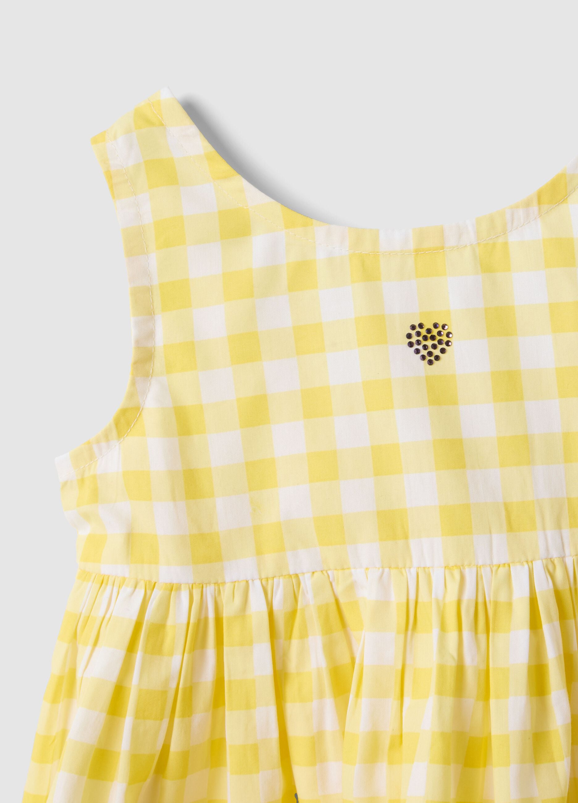 Multicoloured check pure cotton dress for girls with regular fit