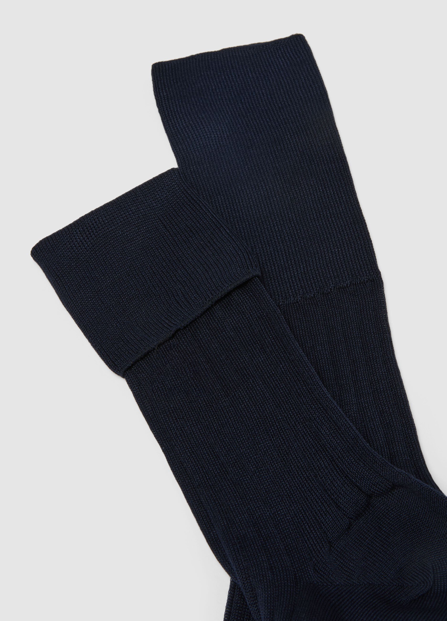 Two-pack long blue cotton socks