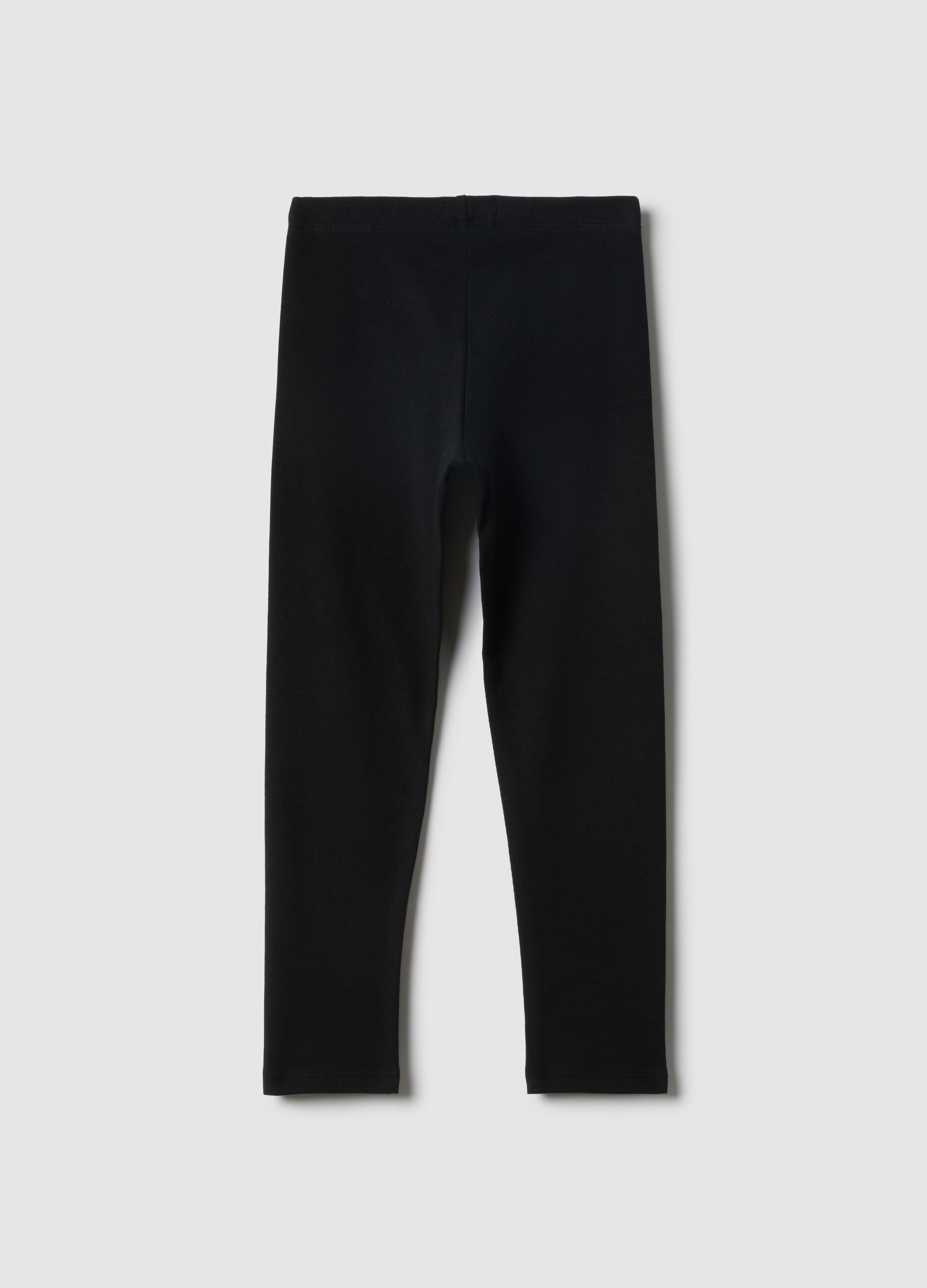Girls' black stretch cotton slim fit leggings