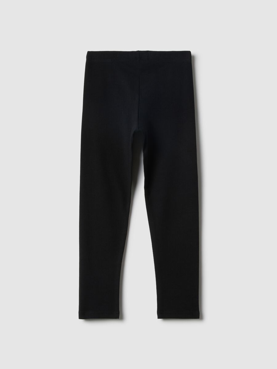 Girls' black stretch cotton slim fit leggings_1