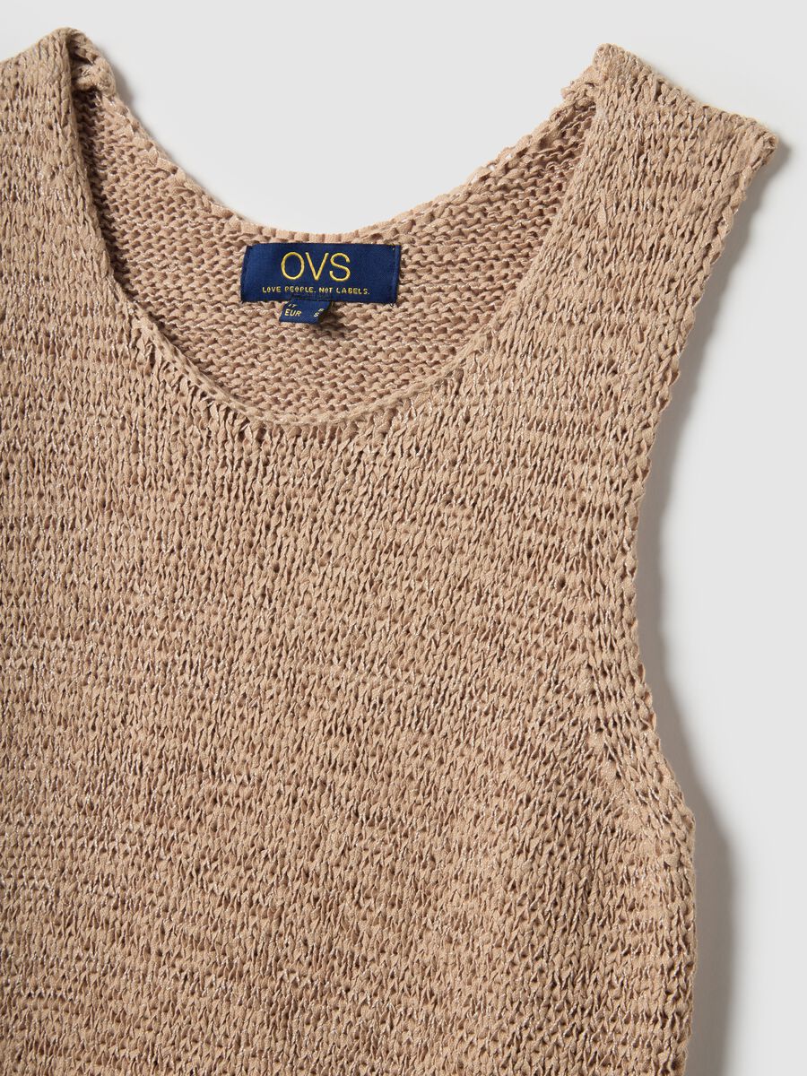 Beige cotton-blend tank top regular fit_5