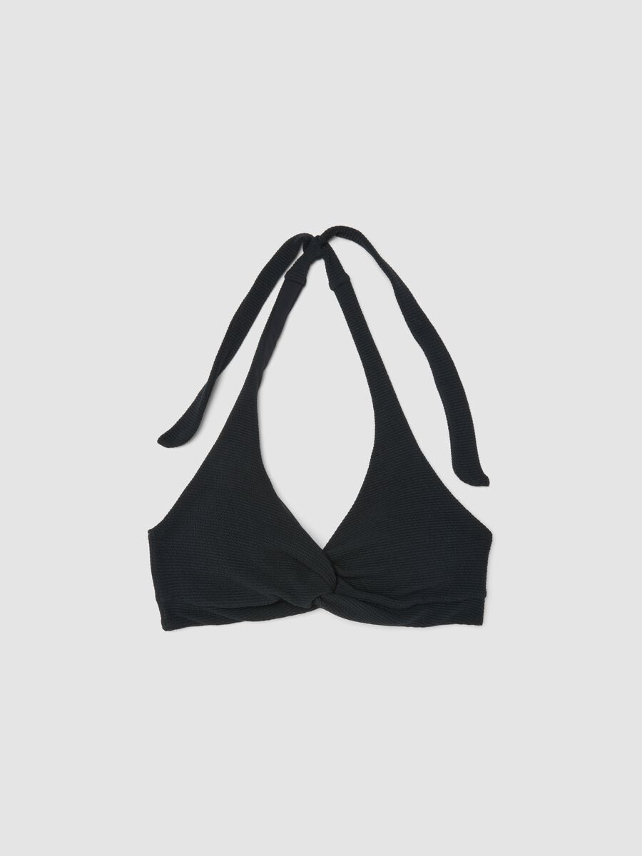 Black braided bikini top in stretch fabric_4
